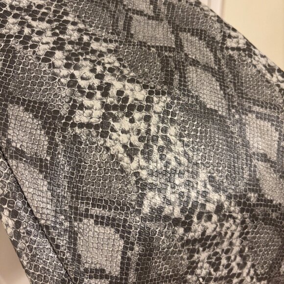 Ecote Snakeskin Faux-Leather Low-Rise Flare Pants - Picture 3 of 5